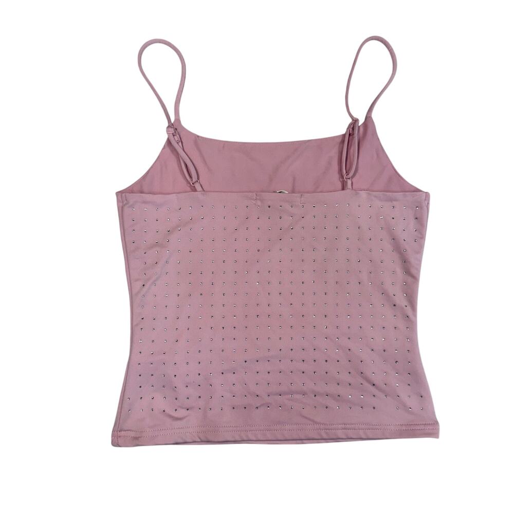 Charlotte Russe Pink Rhinestone Spaghetti Strap Cami Tank Top Y2K Coquette S - Picture 3 of 16
